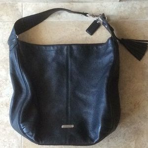 Coach Black pebbled leather shoulder bag